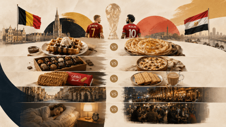 قبل مباراة مصر وبلجيكا في كأس العالم.. من ينتصر في معركة العادات والتقاليد خارج الملعب؟ 5 عادات مصرية أيقونية "تِكسب" تقاليد الحياة في بلجيكا!