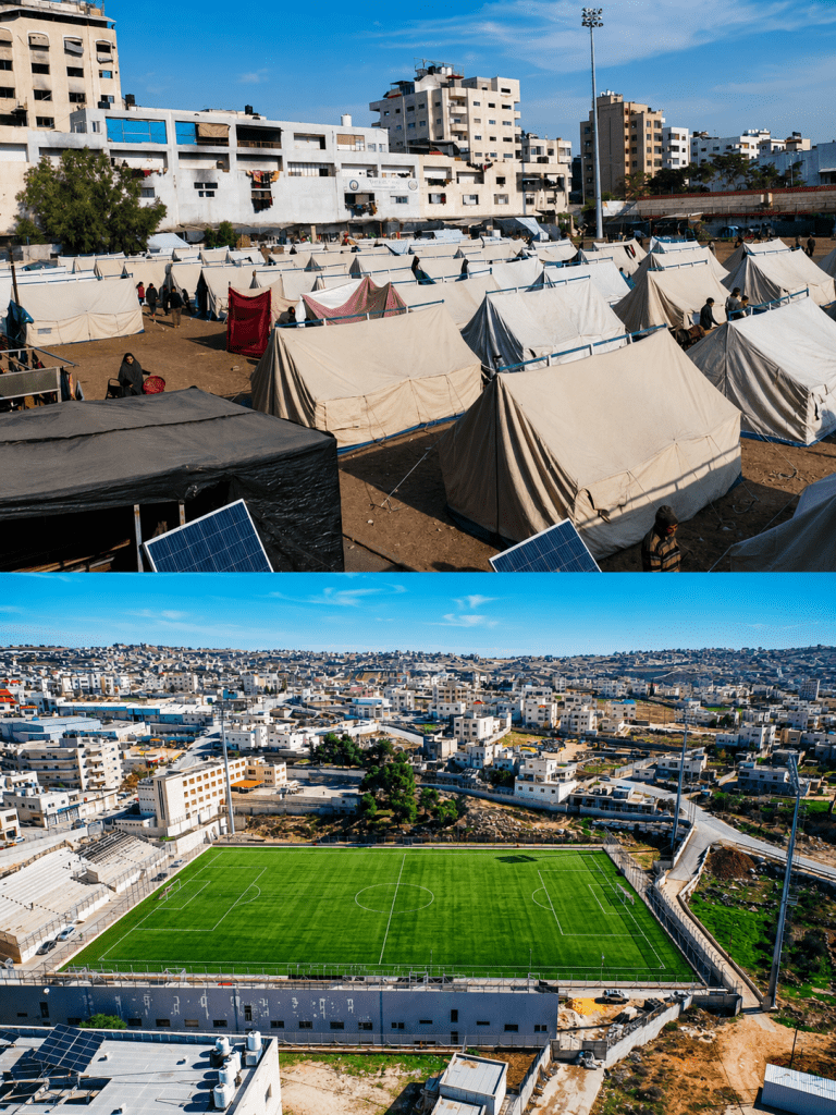 ستاد فلسطين الرياضي قبل وبعد حرب غزة