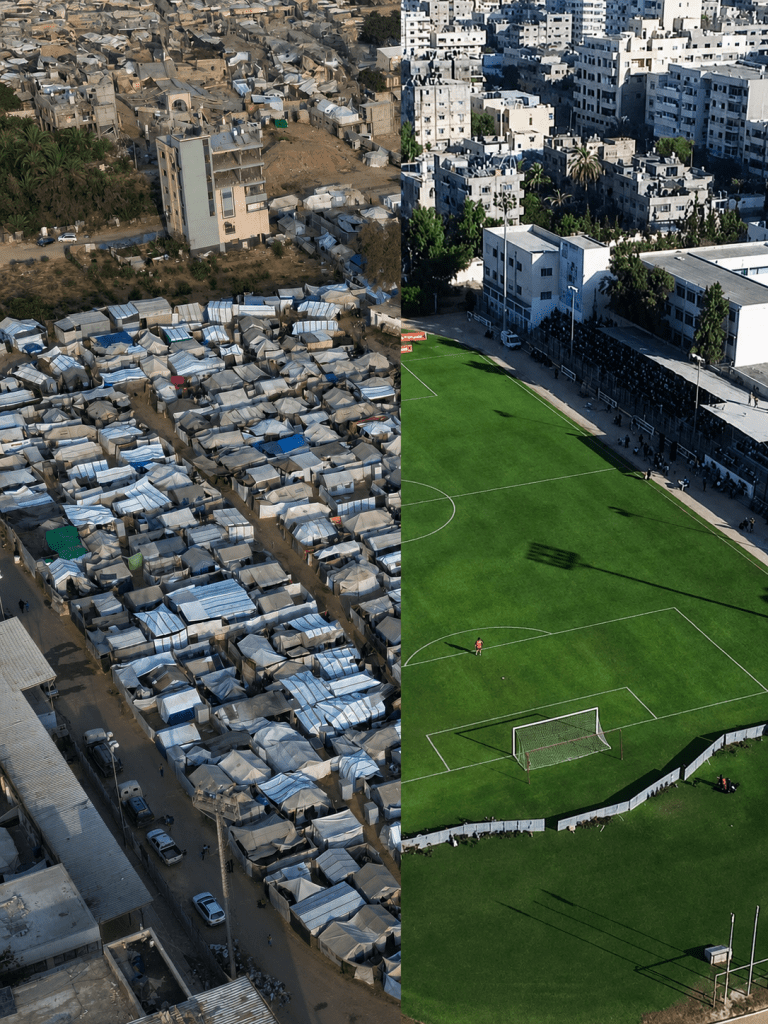 ملعب اليرموك قبل وبعد حرب غزة