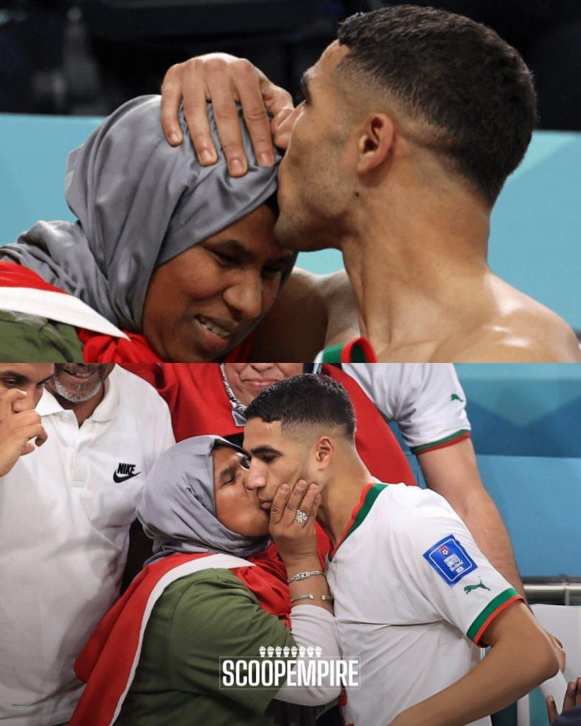 لاعب منتخب المغرب أشرف حكيمي برفقة والدته